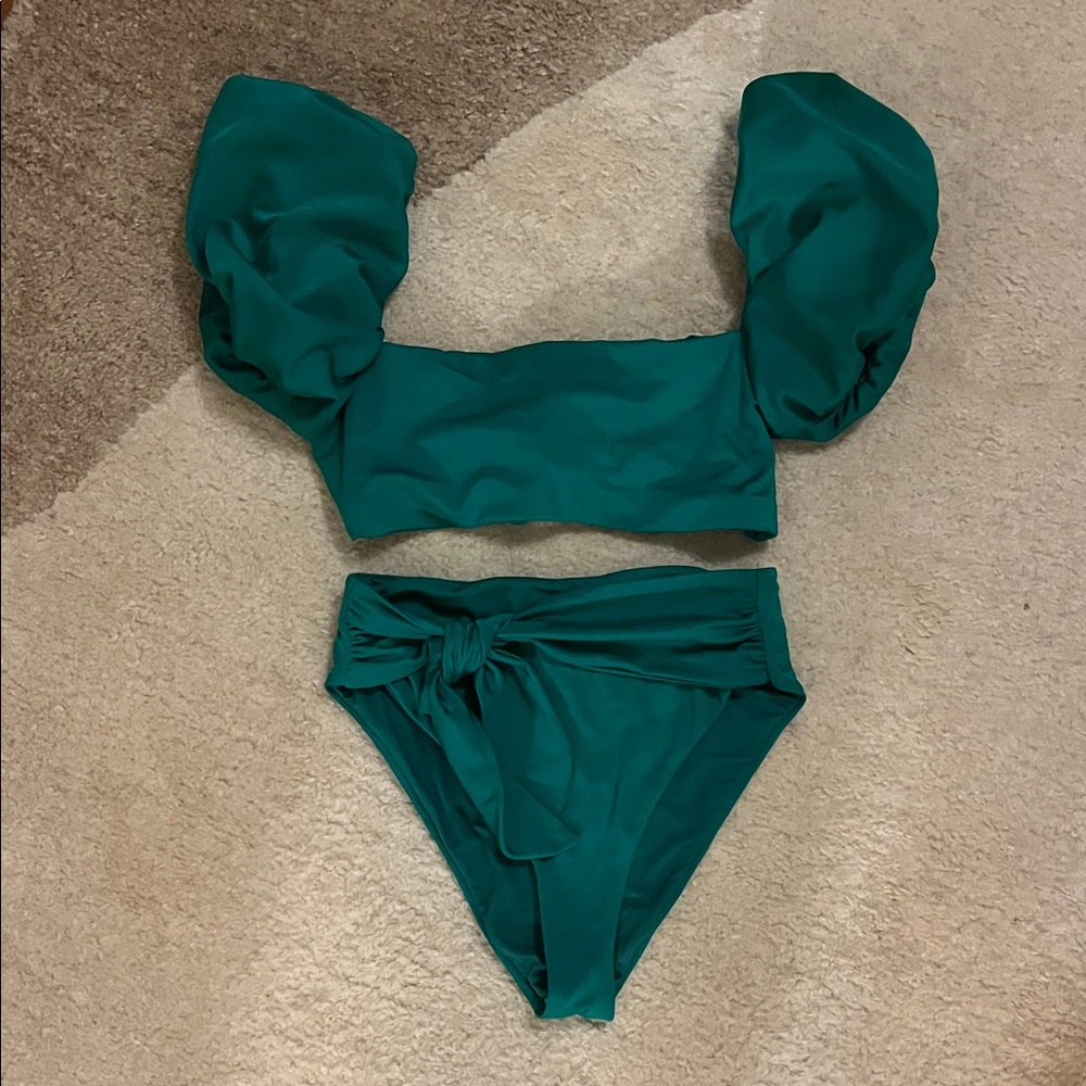 Agua Bendita Emerald Green Puff Sleeve Bikini